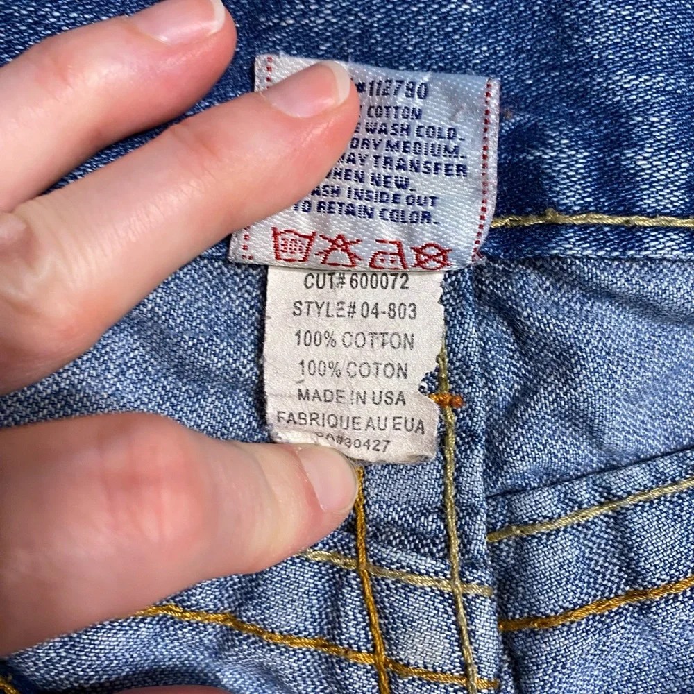 Y2K True Religion Joey Distressed Cut Off Cuffed Jean Shorts USA MADE Vintage 34